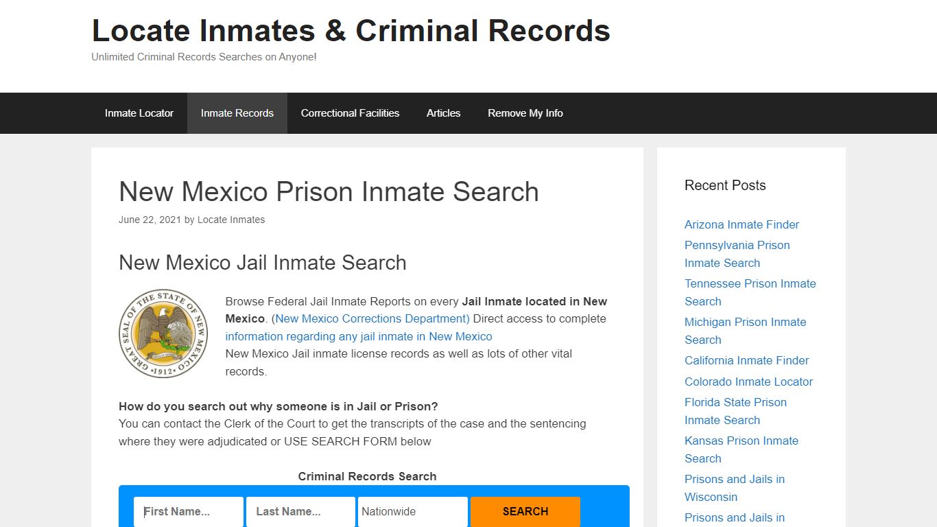 New Mexico Prison Inmate Search – Locate Inmates ...